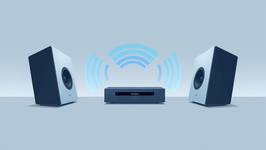 두 대의 모노 스피커를 무선으로 연결하여 스테레오 시스템을 구축하는 TWS 기능 시연